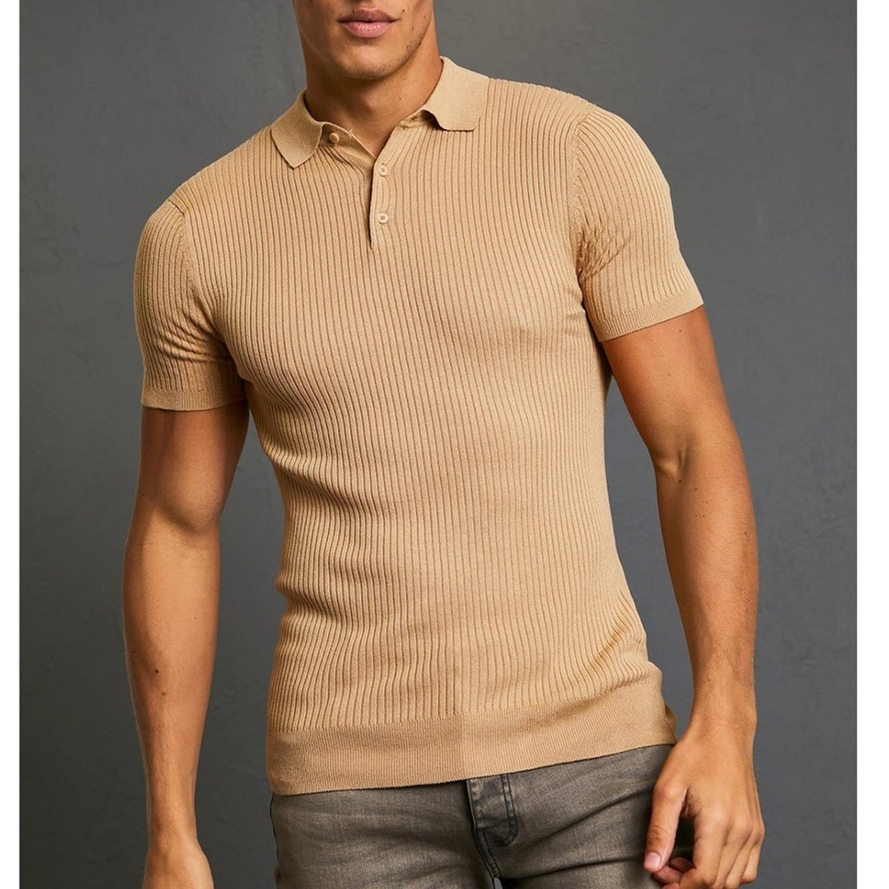BoohooMAN Recycled Muscle Short Sleeve Ribbed Polo.